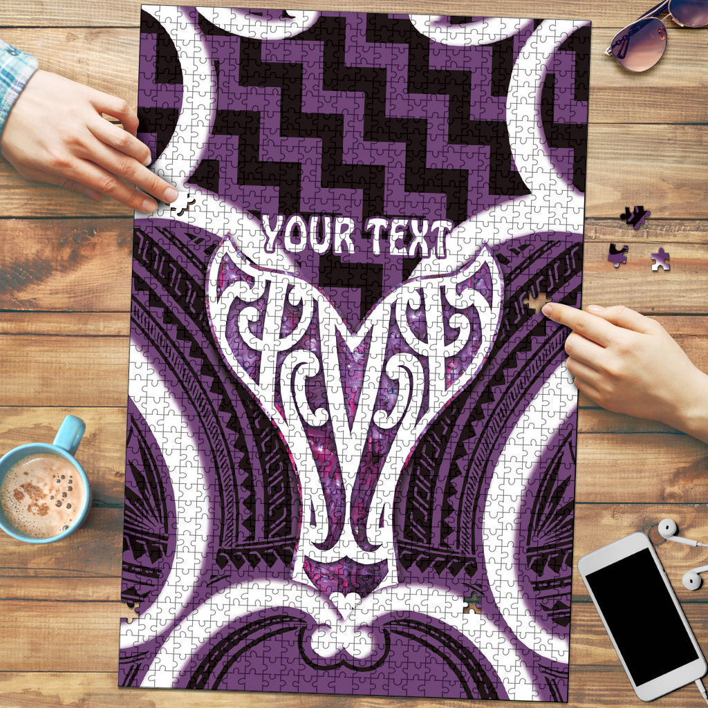 Aotearoa Atua Tangaroa Personalised Puzzle God Of The Sea Maori Whale Tail Purple