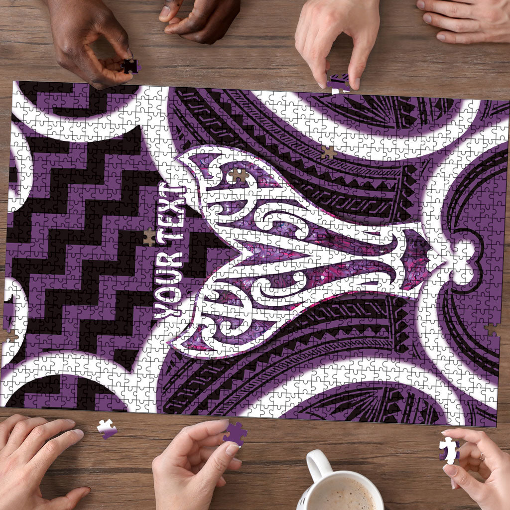 Aotearoa Atua Tangaroa Personalised Puzzle God Of The Sea Maori Whale Tail Purple