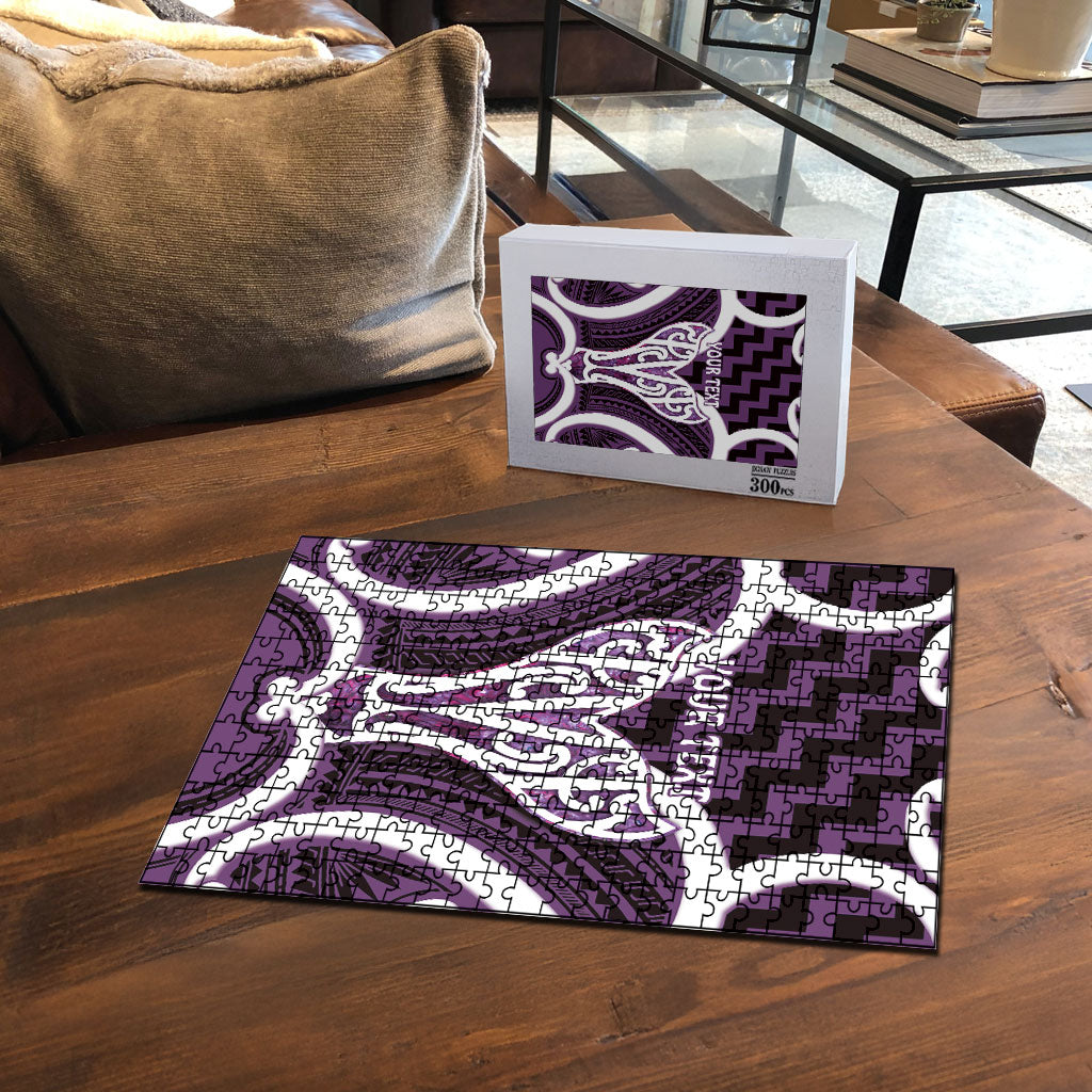 Aotearoa Atua Tangaroa Personalised Puzzle God Of The Sea Maori Whale Tail Purple