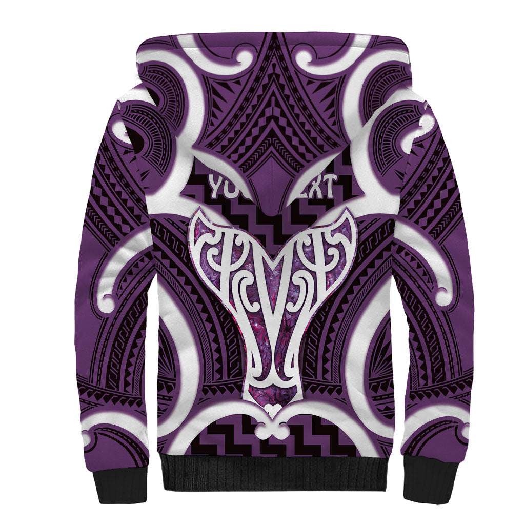 Aotearoa Atua Tangaroa Personalised Sherpa Hoodie God Of The Sea Maori Whale Tail Purple