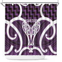 Aotearoa Atua Tangaroa Personalised Shower Curtain God Of The Sea Maori Whale Tail Purple