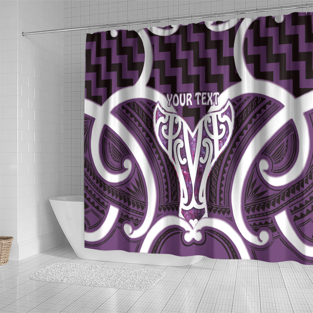 Aotearoa Atua Tangaroa Personalised Shower Curtain God Of The Sea Maori Whale Tail Purple