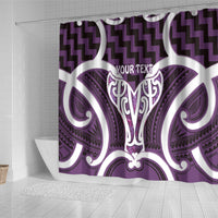 Aotearoa Atua Tangaroa Personalised Shower Curtain God Of The Sea Maori Whale Tail Purple