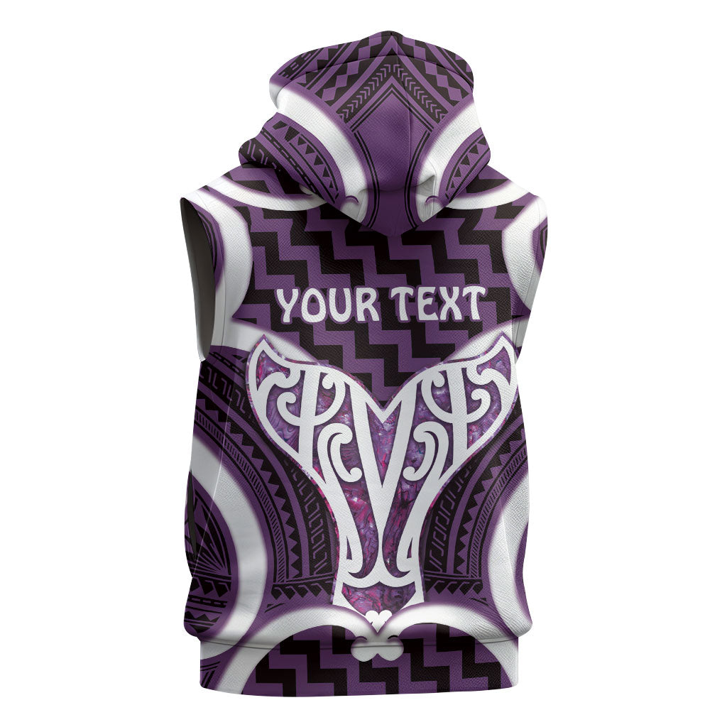 Aotearoa Atua Tangaroa Personalised Sleeveless Zip Hoodie God Of The Sea Maori Whale Tail Purple