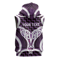 Aotearoa Atua Tangaroa Personalised Sleeveless Zip Hoodie God Of The Sea Maori Whale Tail Purple