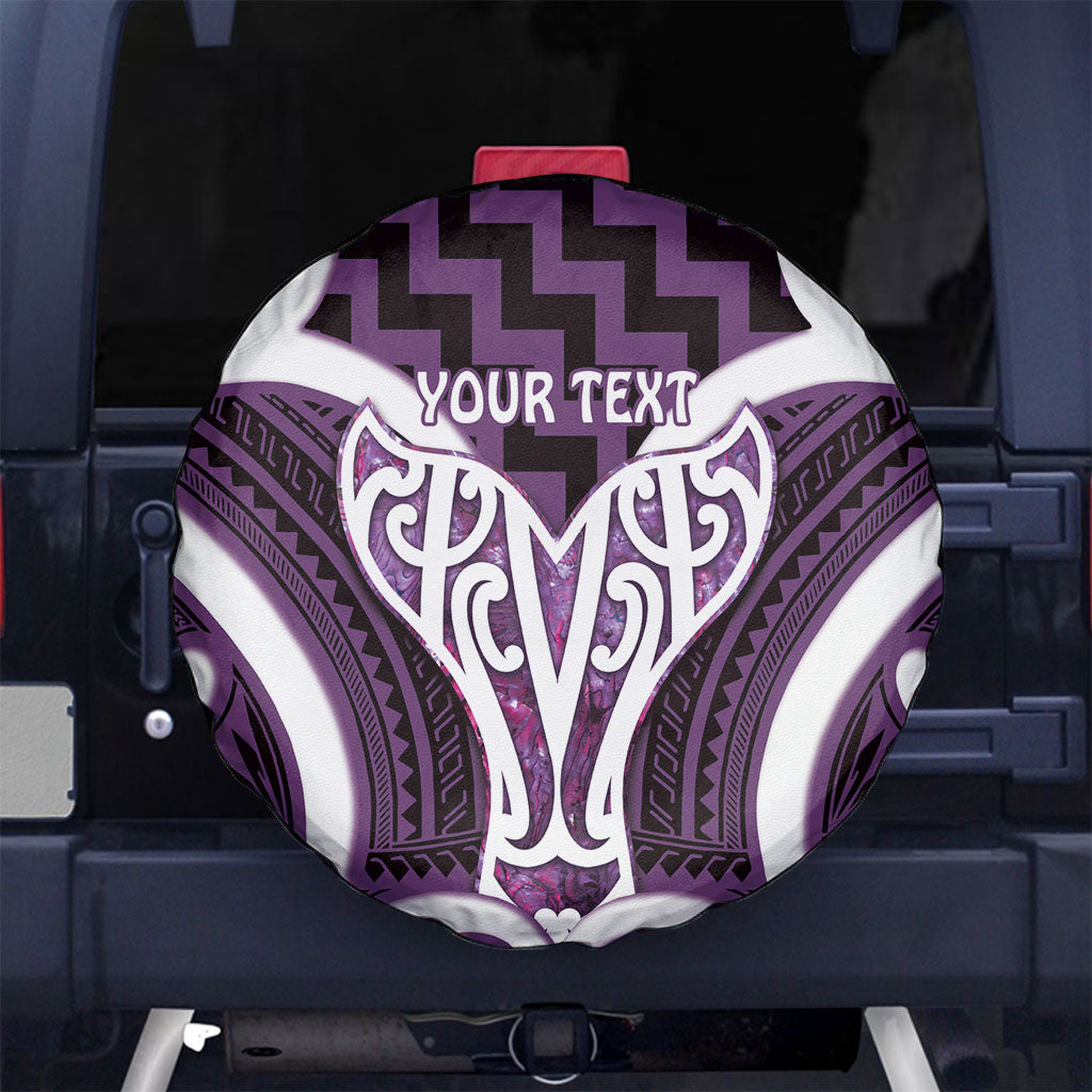 Aotearoa Atua Tangaroa Personalised Spare Tire Cover God Of The Sea Maori Whale Tail Purple