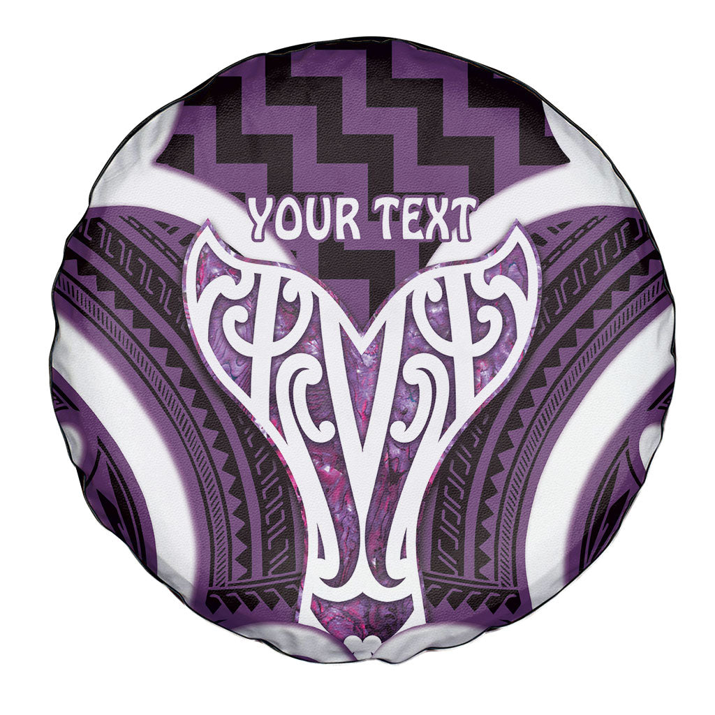 Aotearoa Atua Tangaroa Personalised Spare Tire Cover God Of The Sea Maori Whale Tail Purple