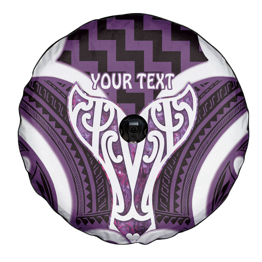 Aotearoa Atua Tangaroa Personalised Spare Tire Cover God Of The Sea Maori Whale Tail Purple