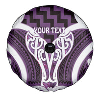 Aotearoa Atua Tangaroa Personalised Spare Tire Cover God Of The Sea Maori Whale Tail Purple