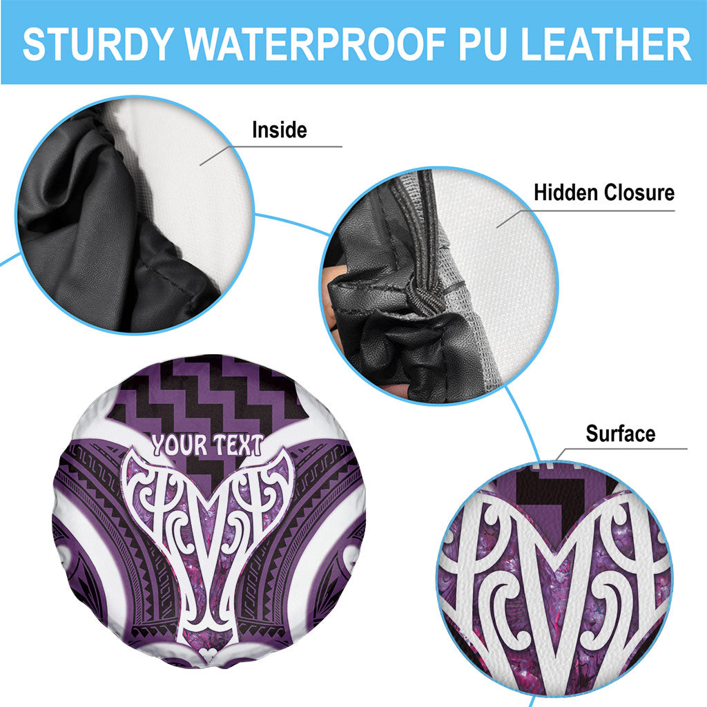 Aotearoa Atua Tangaroa Personalised Spare Tire Cover God Of The Sea Maori Whale Tail Purple