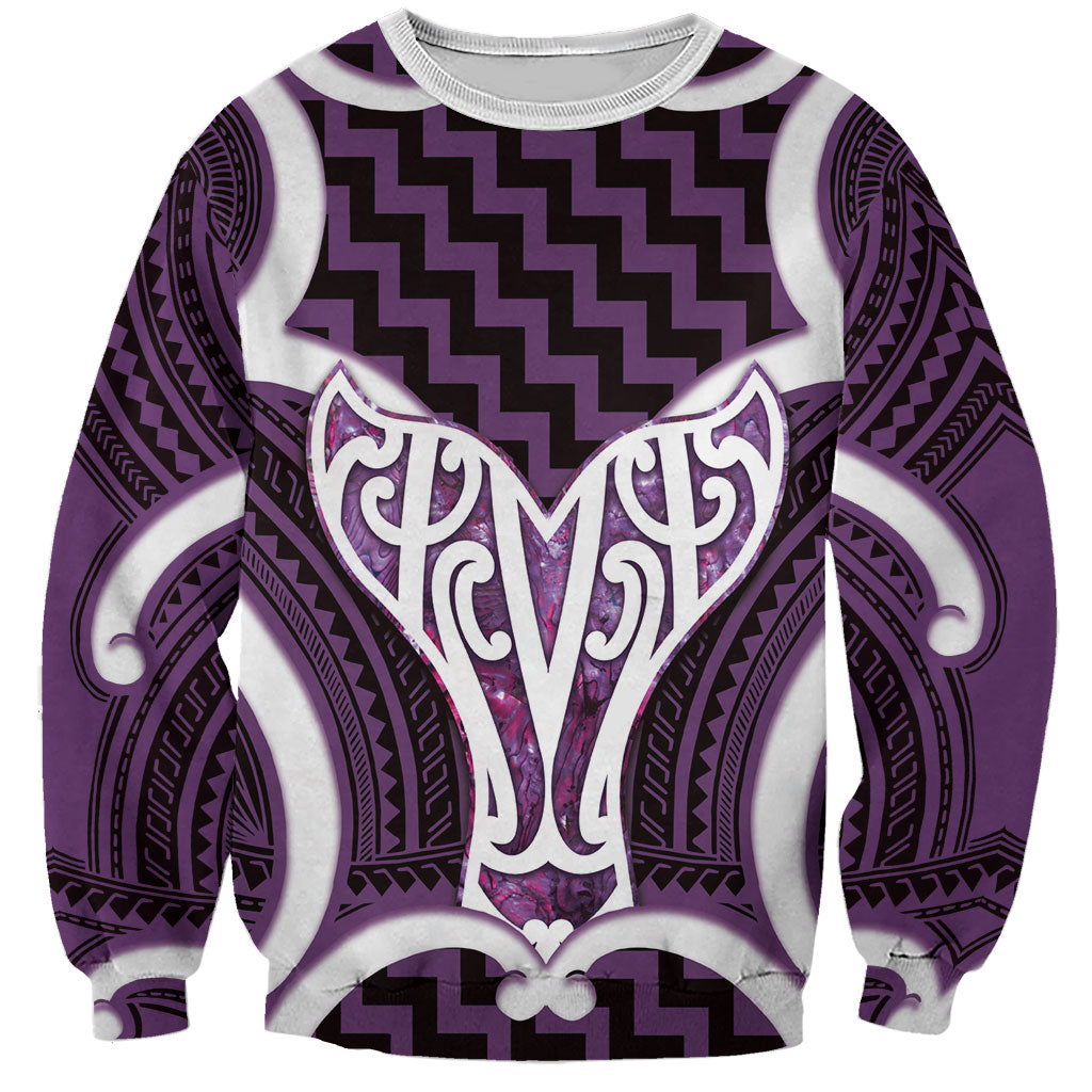 Aotearoa Atua Tangaroa Personalised Sweatshirt God Of The Sea Maori Whale Tail Purple LT14 Unisex Purple - Polynesian Pride