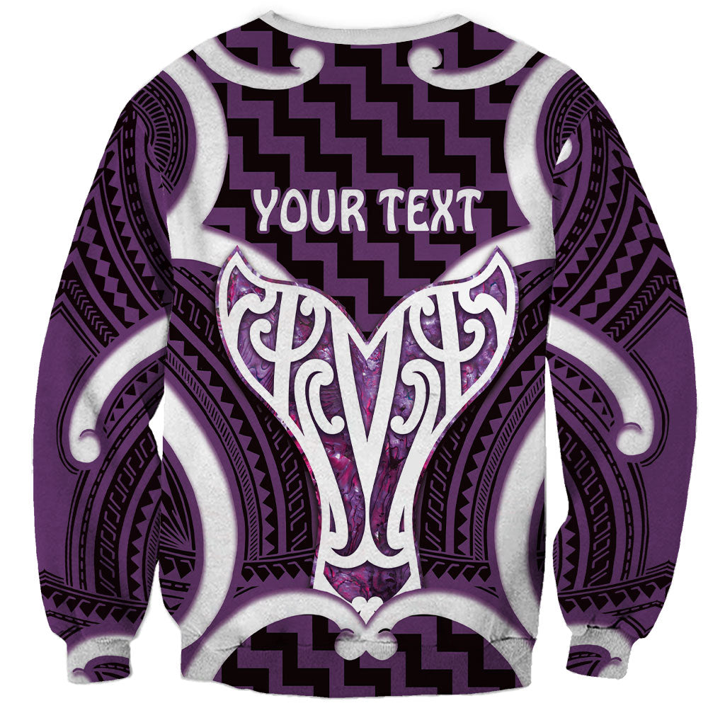 Aotearoa Atua Tangaroa Personalised Sweatshirt God Of The Sea Maori Whale Tail Purple