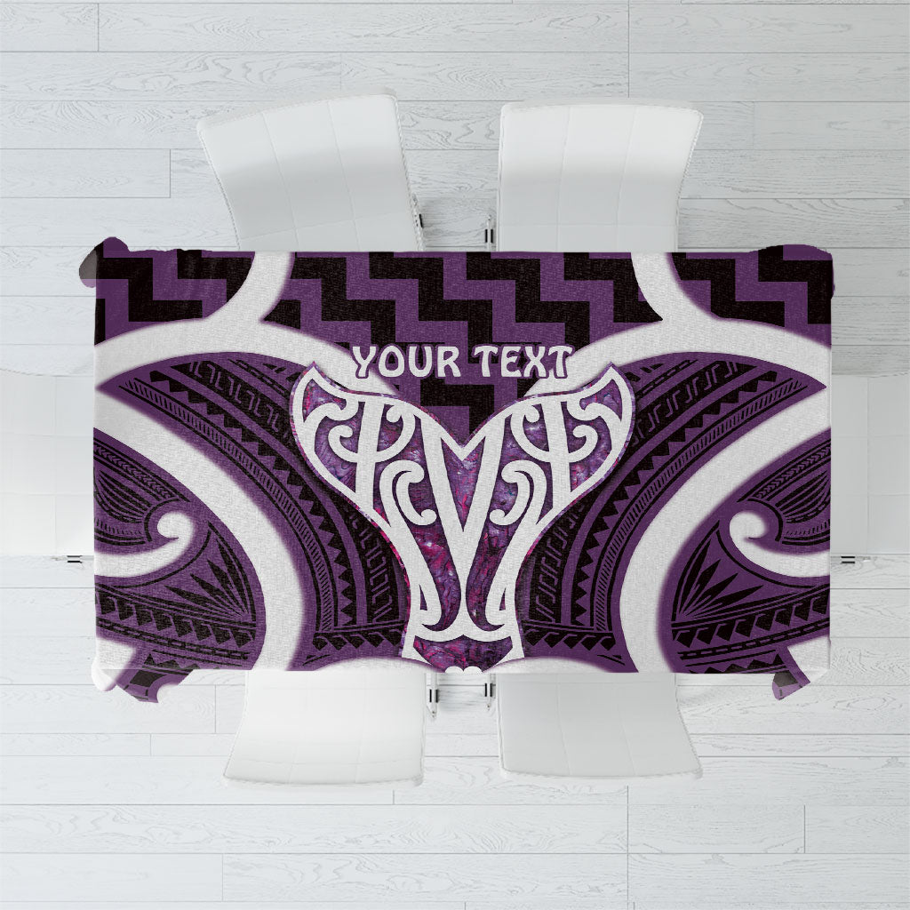 Aotearoa Atua Tangaroa Personalised Tablecloth God Of The Sea Maori Whale Tail Purple