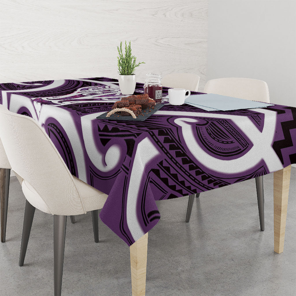 Aotearoa Atua Tangaroa Personalised Tablecloth God Of The Sea Maori Whale Tail Purple