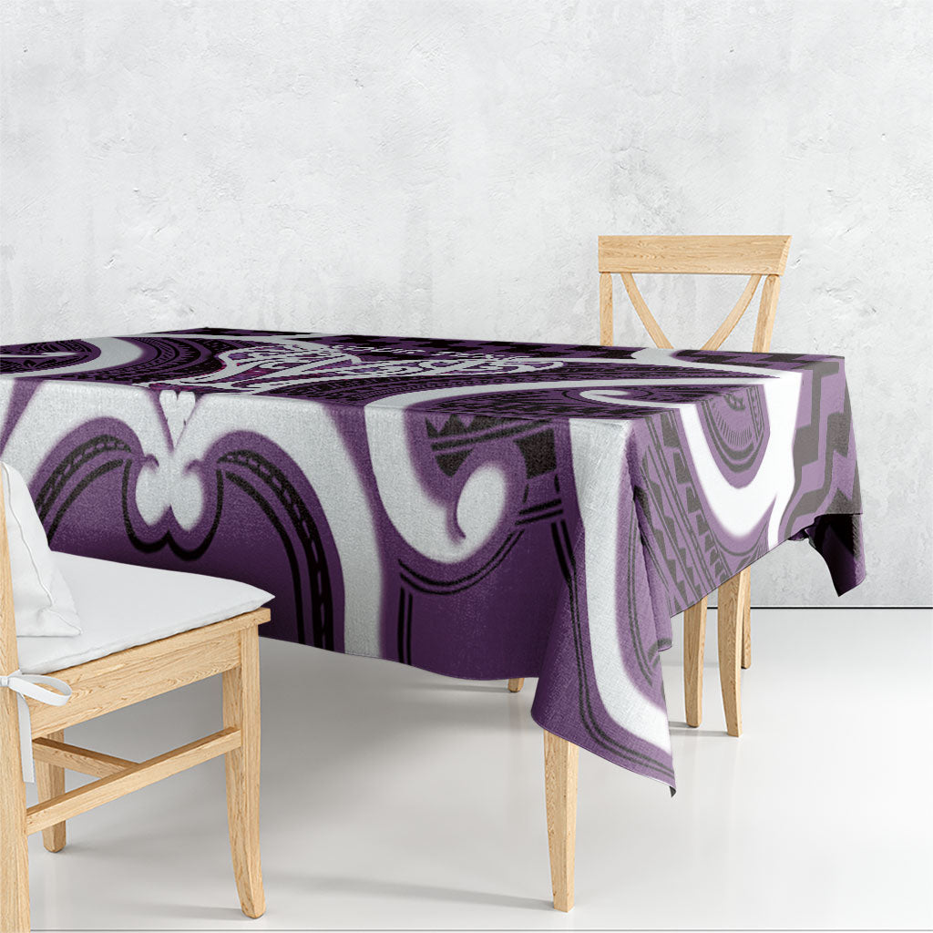 Aotearoa Atua Tangaroa Personalised Tablecloth God Of The Sea Maori Whale Tail Purple