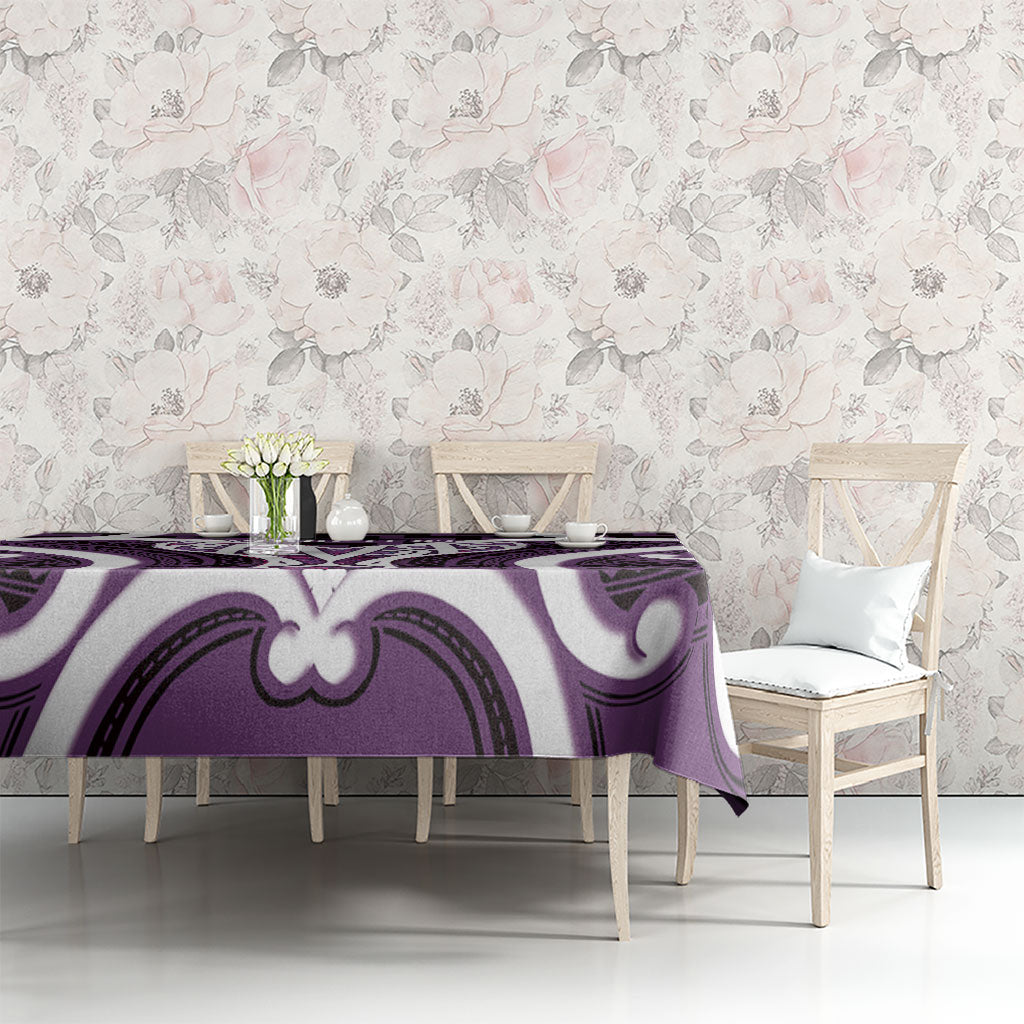 Aotearoa Atua Tangaroa Personalised Tablecloth God Of The Sea Maori Whale Tail Purple