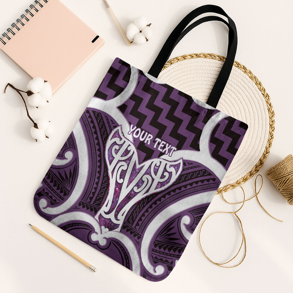 Aotearoa Atua Tangaroa Personalised Tote Bag God Of The Sea Maori Whale Tail Purple