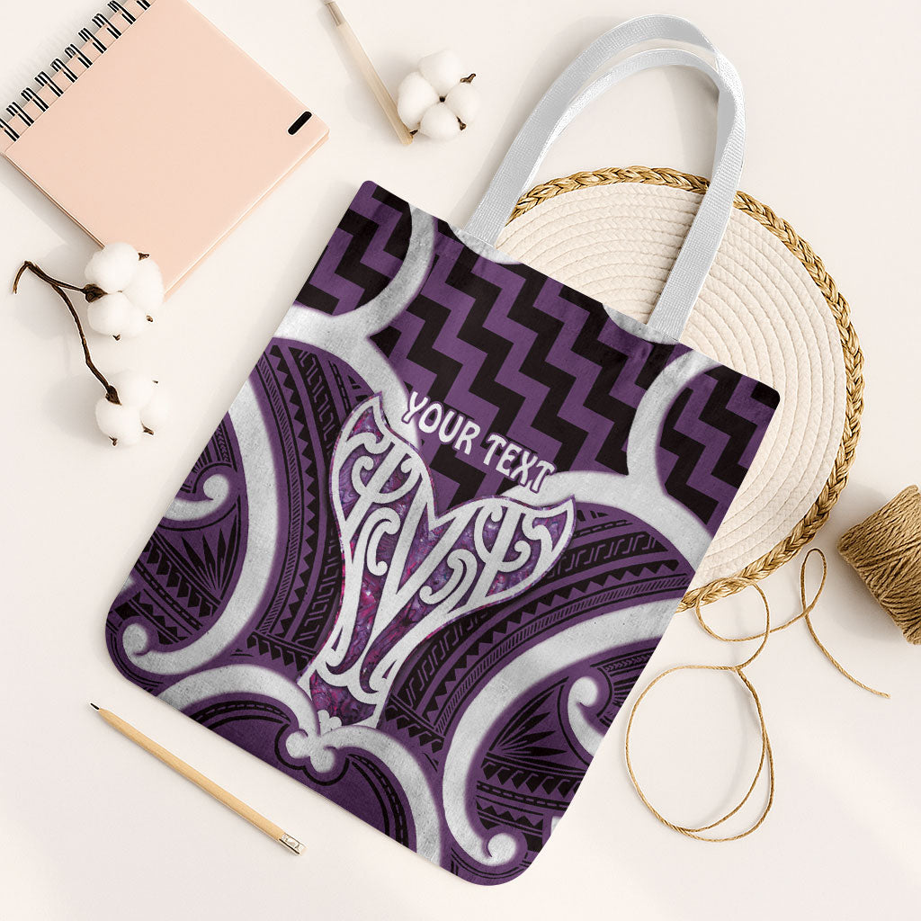 Aotearoa Atua Tangaroa Personalised Tote Bag God Of The Sea Maori Whale Tail Purple
