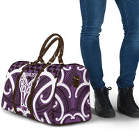Aotearoa Atua Tangaroa Personalised Travel Bag God Of The Sea Maori Whale Tail Purple
