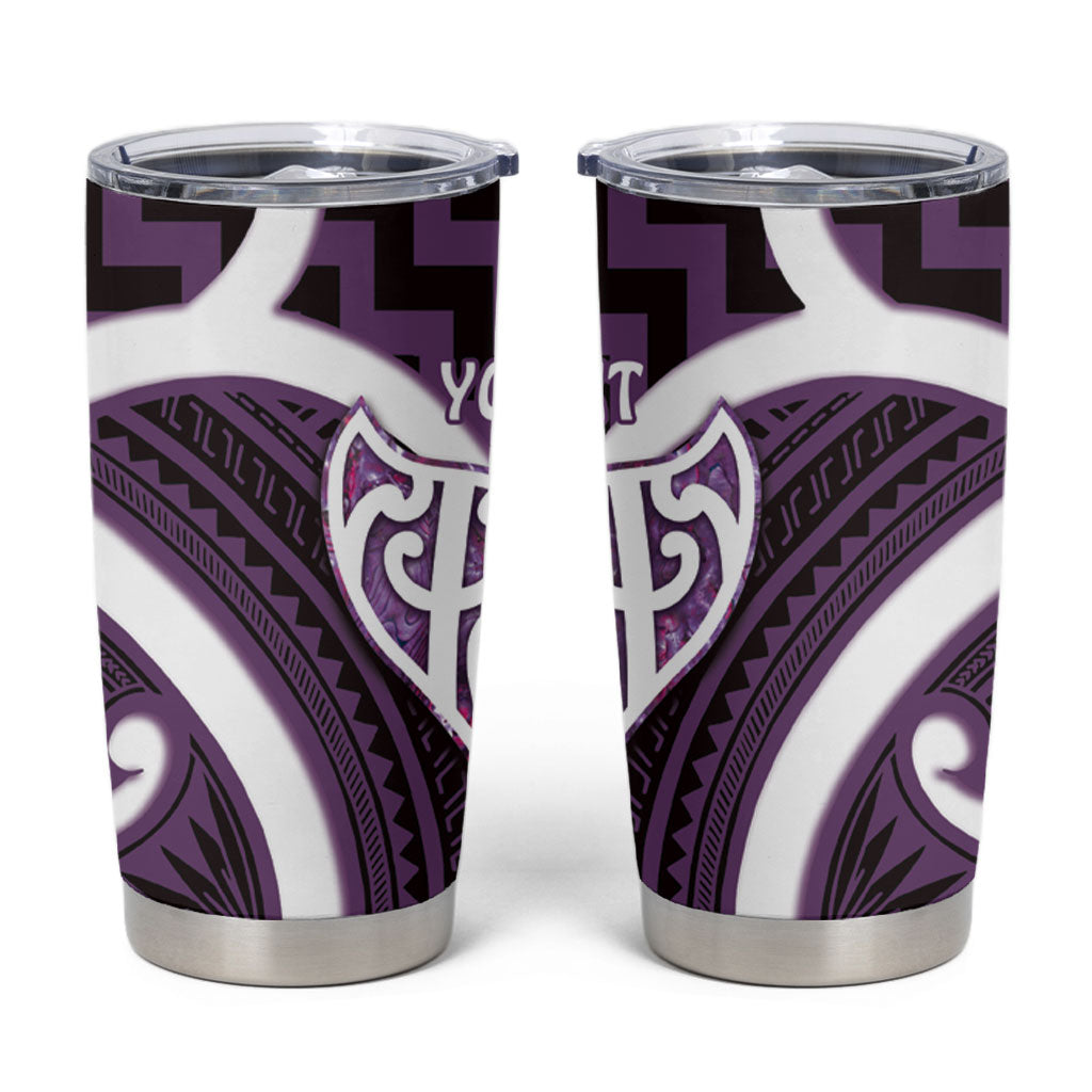 Aotearoa Atua Tangaroa Personalised Tumbler Cup God Of The Sea Maori Whale Tail Purple