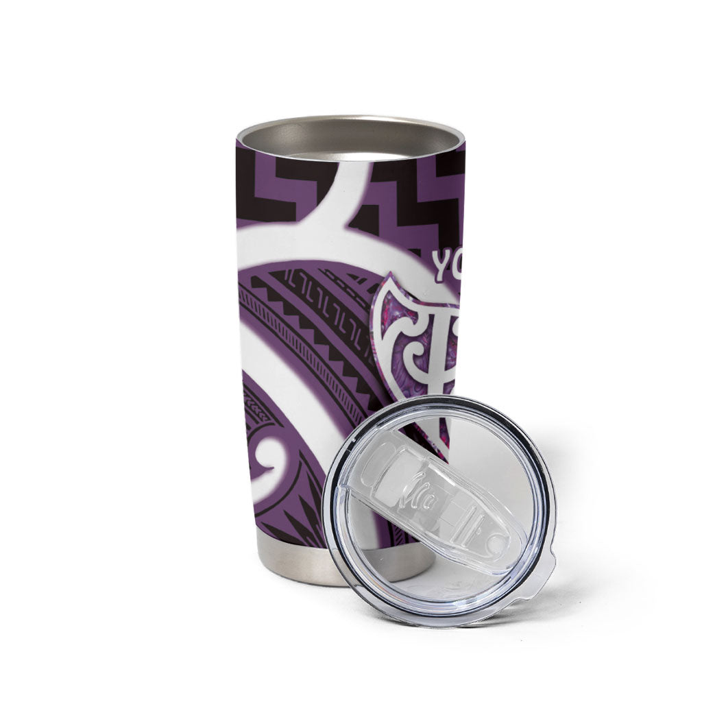 Aotearoa Atua Tangaroa Personalised Tumbler Cup God Of The Sea Maori Whale Tail Purple
