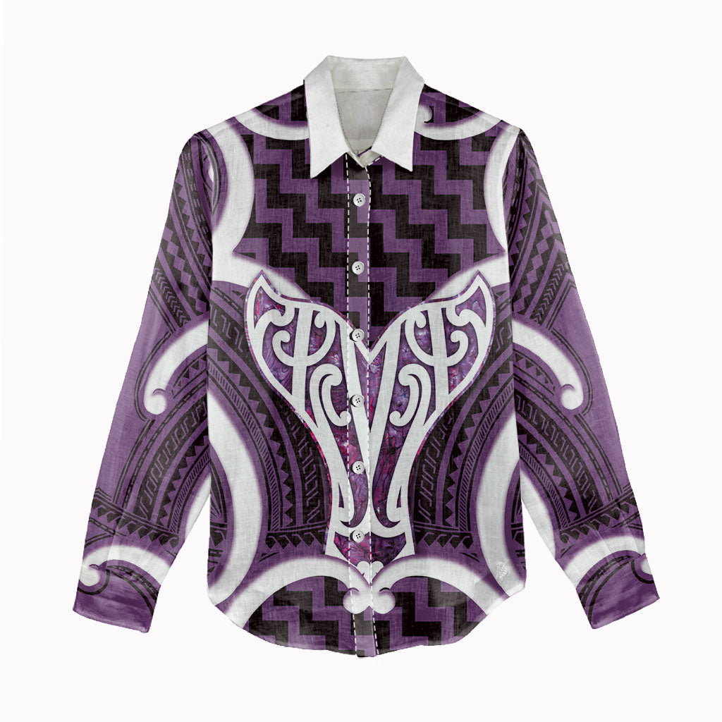 Aotearoa Atua Tangaroa Personalised Women Casual Shirt God Of The Sea Maori Whale Tail Purple