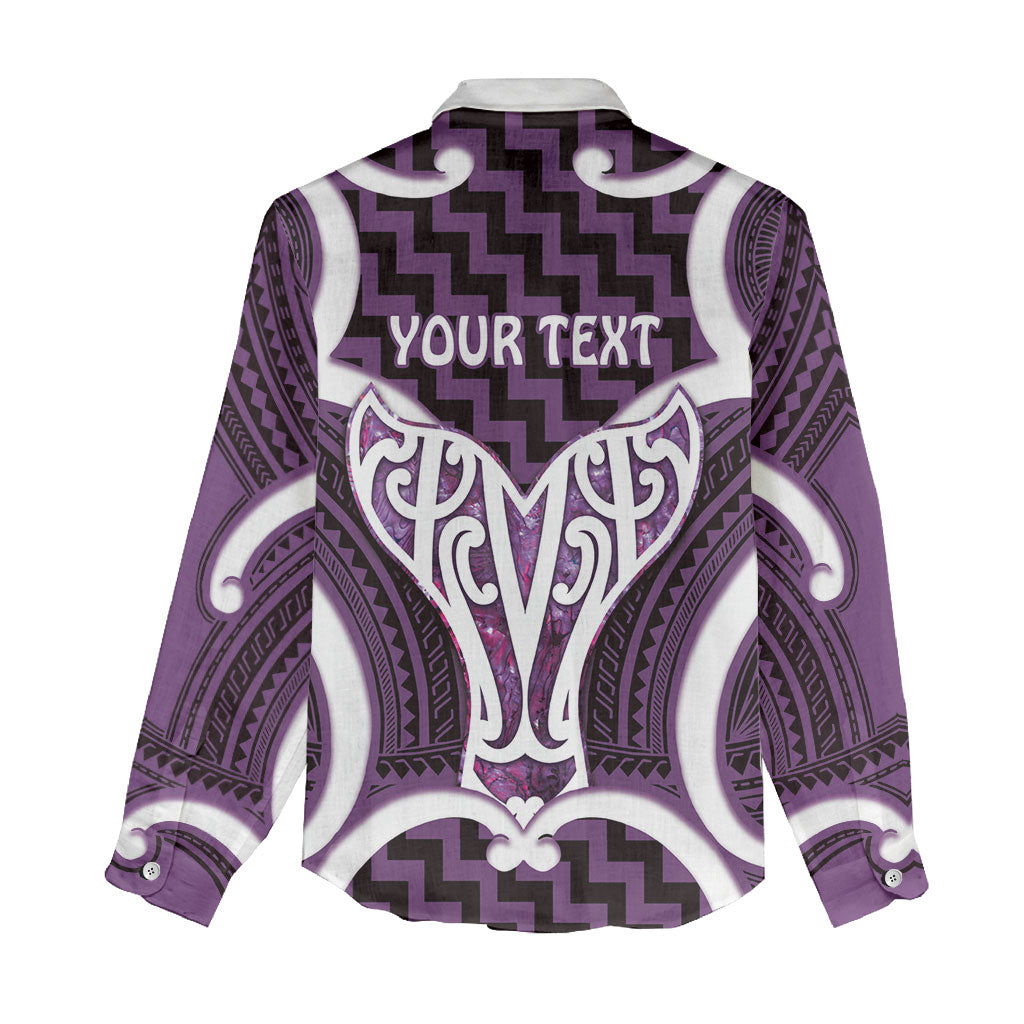 Aotearoa Atua Tangaroa Personalised Women Casual Shirt God Of The Sea Maori Whale Tail Purple
