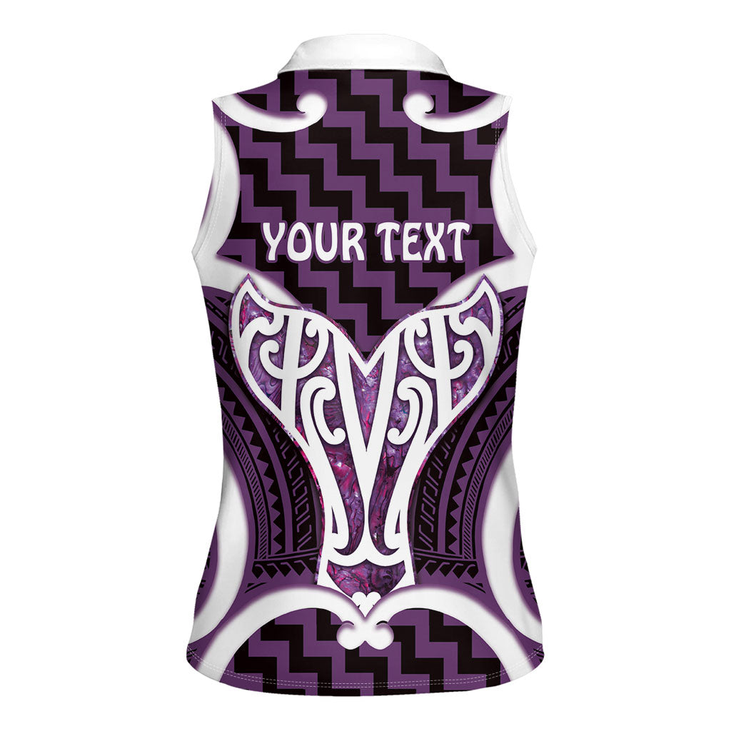 Aotearoa Atua Tangaroa Personalised Women Sleeveless Polo Shirt God Of The Sea Maori Whale Tail Purple