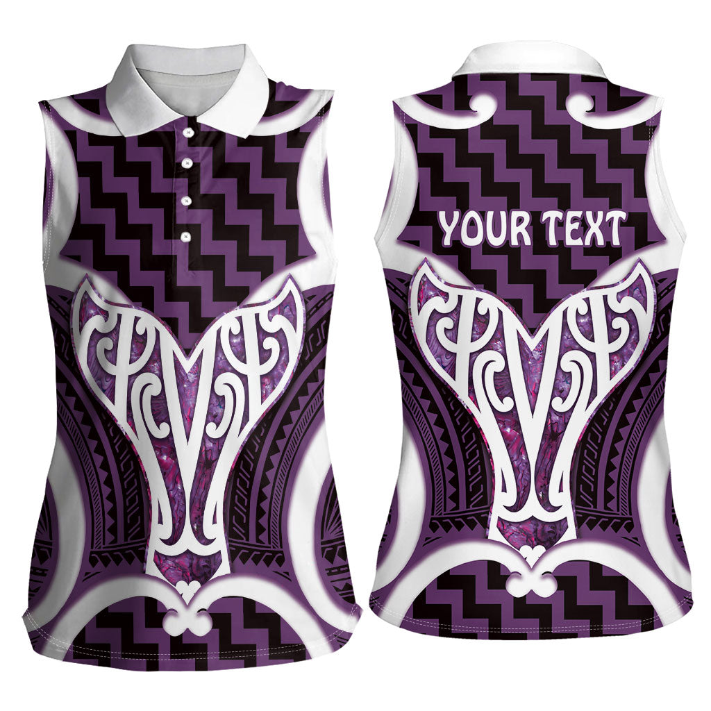 Aotearoa Atua Tangaroa Personalised Women Sleeveless Polo Shirt God Of The Sea Maori Whale Tail Purple
