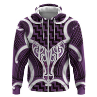 Aotearoa Atua Tangaroa Personalised Zip Hoodie God Of The Sea Maori Whale Tail Purple