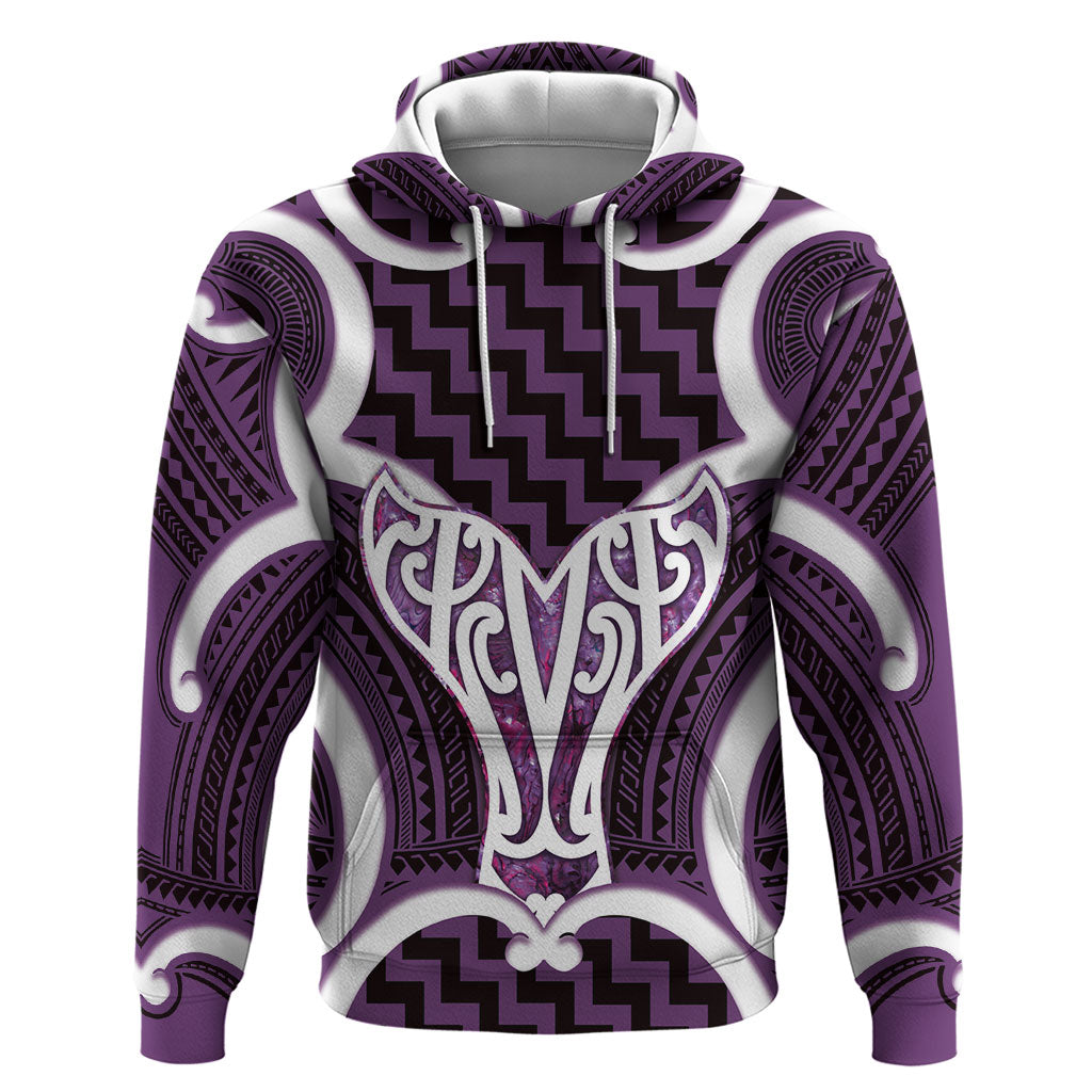 Aotearoa Atua Tangaroa Personalised Zip Hoodie God Of The Sea Maori Whale Tail Purple