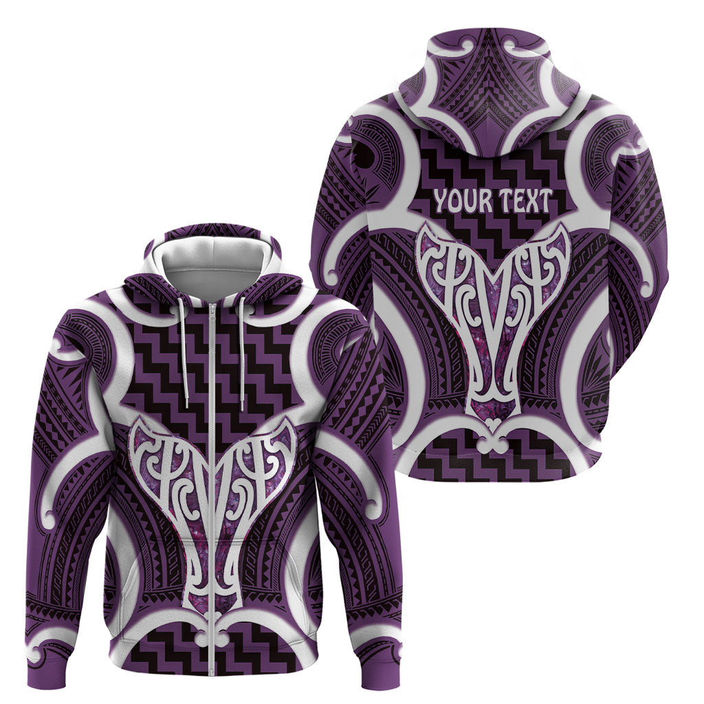 Aotearoa Atua Tangaroa Personalised Zip Hoodie God Of The Sea Maori Whale Tail Purple