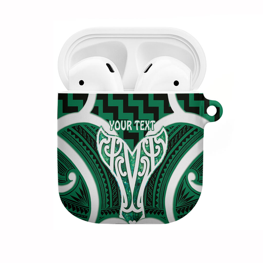 Aotearoa Atua Tangaroa Personalised AirPods Case God Of The Sea Maori Whale Tail Green
