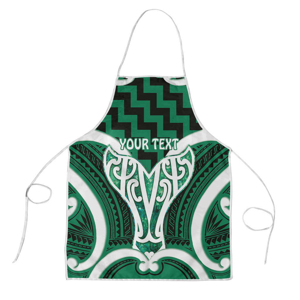 Aotearoa Atua Tangaroa Personalised Apron God Of The Sea Maori Whale Tail Green