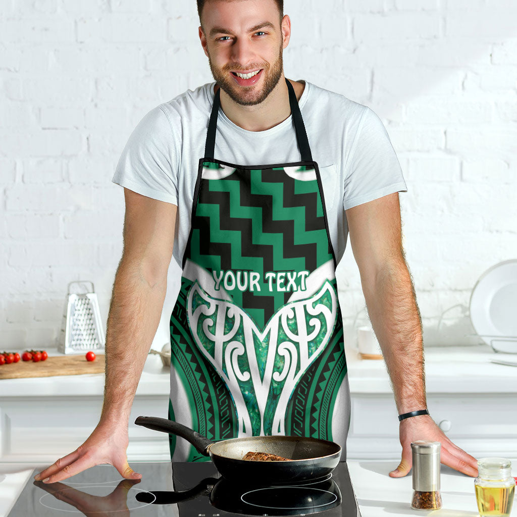 Aotearoa Atua Tangaroa Personalised Apron God Of The Sea Maori Whale Tail Green