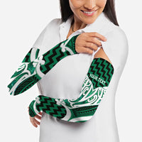 Aotearoa Atua Tangaroa Personalised Arm Sleeves God Of The Sea Maori Whale Tail Green