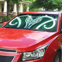 Aotearoa Atua Tangaroa Personalised Auto Sun Shade God Of The Sea Maori Whale Tail Green
