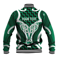 Aotearoa Atua Tangaroa Personalised Baseball Jacket God Of The Sea Maori Whale Tail Green