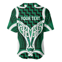 Aotearoa Atua Tangaroa Personalised Baseball Jersey God Of The Sea Maori Whale Tail Green