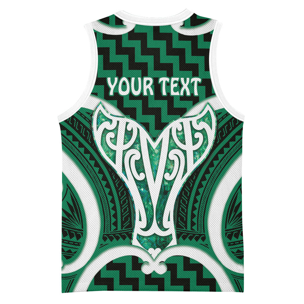 Aotearoa Atua Tangaroa Personalised Basketball Jersey God Of The Sea Maori Whale Tail Green
