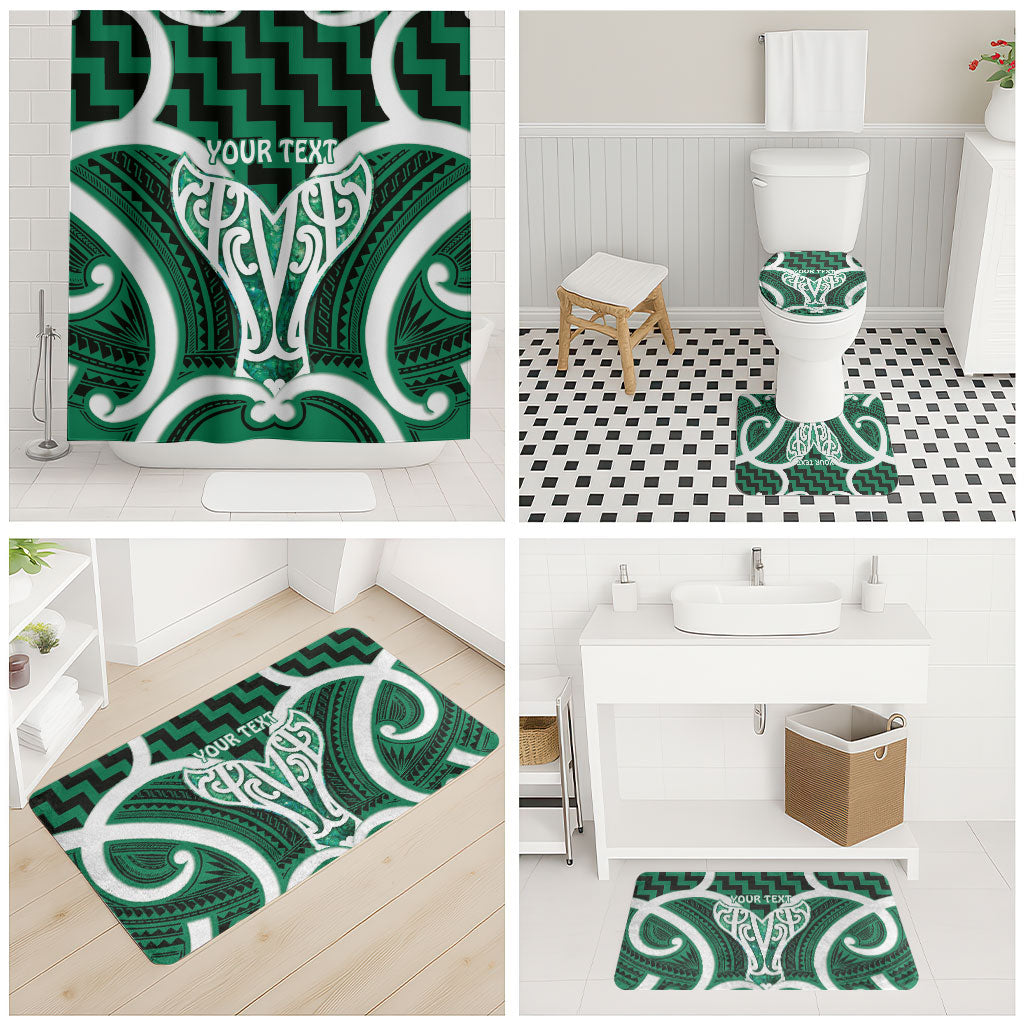 Aotearoa Atua Tangaroa Personalised Bathroom Set God Of The Sea Maori Whale Tail Green