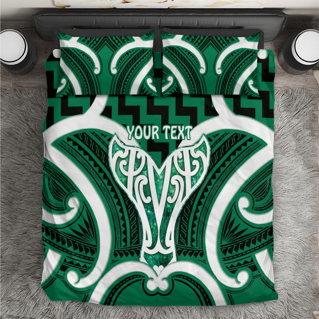 Aotearoa Atua Tangaroa Personalised Bedding Set God Of The Sea Maori Whale Tail Green