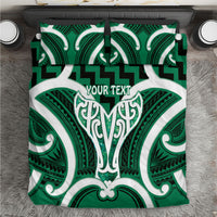 Aotearoa Atua Tangaroa Personalised Bedding Set God Of The Sea Maori Whale Tail Green