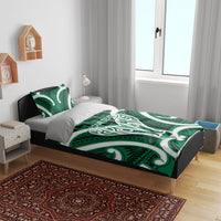 Aotearoa Atua Tangaroa Personalised Bedding Set God Of The Sea Maori Whale Tail Green