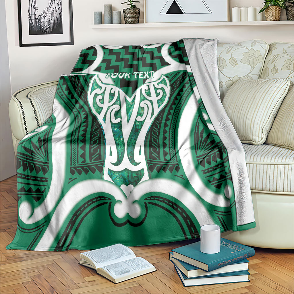 Aotearoa Atua Tangaroa Personalised Blanket God Of The Sea Maori Whale Tail Green