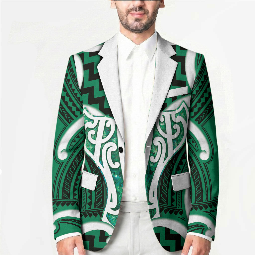 Aotearoa Atua Tangaroa Personalised Blazer God Of The Sea Maori Whale Tail Green