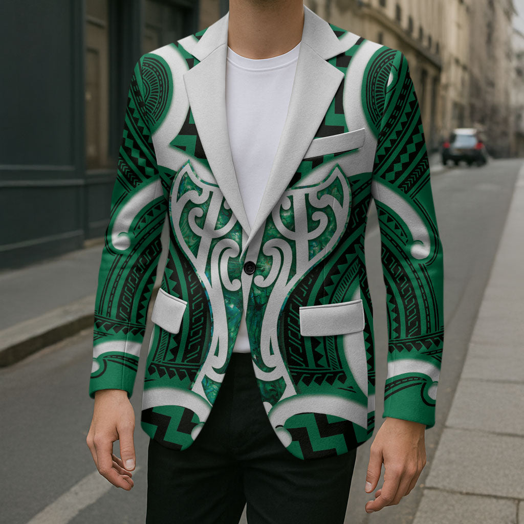 Aotearoa Atua Tangaroa Personalised Blazer God Of The Sea Maori Whale Tail Green