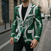 Aotearoa Atua Tangaroa Personalised Blazer God Of The Sea Maori Whale Tail Green