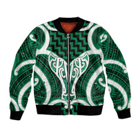 Aotearoa Atua Tangaroa Personalised Bomber Jacket God Of The Sea Maori Whale Tail Green