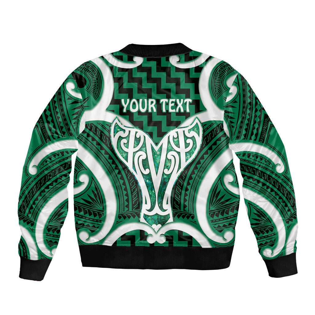 Aotearoa Atua Tangaroa Personalised Bomber Jacket God Of The Sea Maori Whale Tail Green